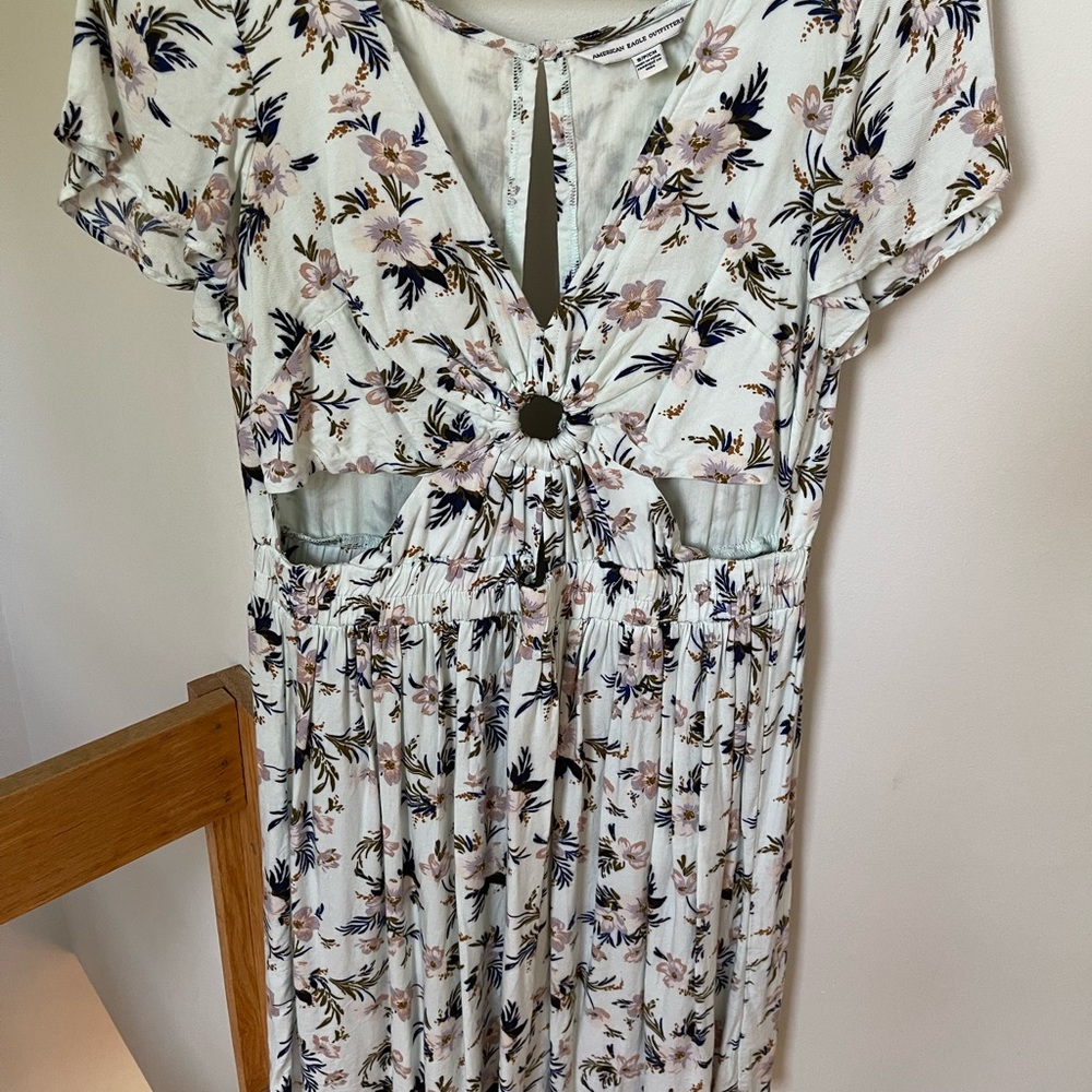 White floral dress with middle slits